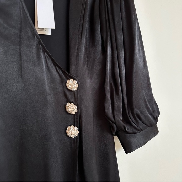 GANNI Heavy Satin Wrap Dress Size US 4 NEW NWT - Picture 4 of 15